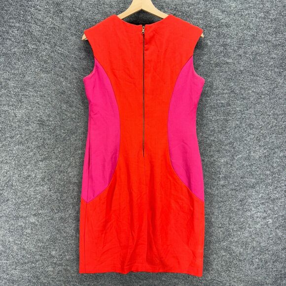 Ronni Nicole Dress Women 8 Red Sheath Midi Zipper Lined Sleeveless Crew Neck - Picture 2 of 7